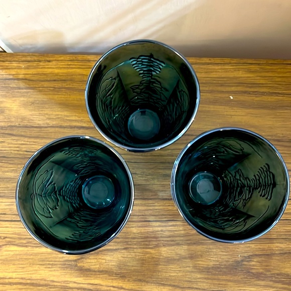 Vintage Indiana Blue Harvest Grape Carnival Glasses, Set of 3 - Picture 3 of 6